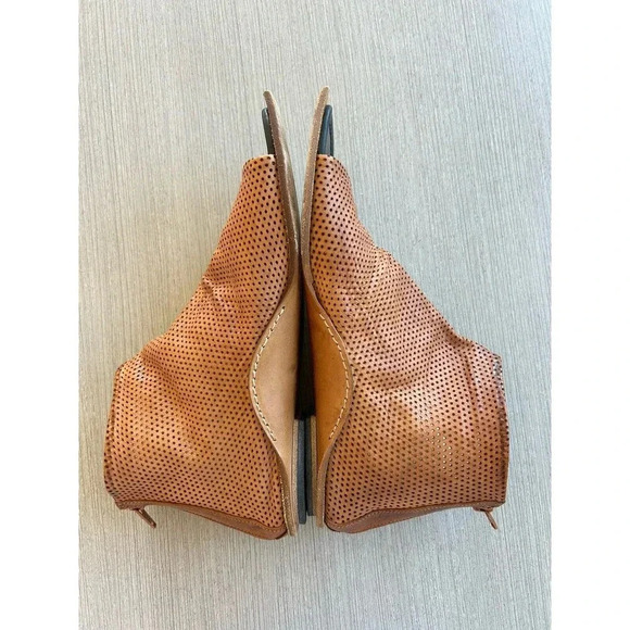 Amanda Gregory Leather Mesh Back Zipper Ankle Flat Sandal Hand Cobbled 8 - Picture 3 of 9